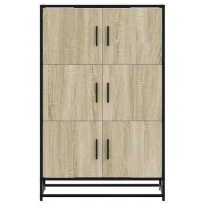 Hoge kast 68x35x106,5 cm bewerkt hout en metaal sonoma eiken