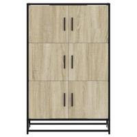 Hoge kast 68x35x106,5 cm bewerkt hout en metaal sonoma eiken - thumbnail