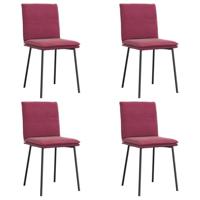 Eetkamerstoelen 4 st fluweel wijnrood - thumbnail