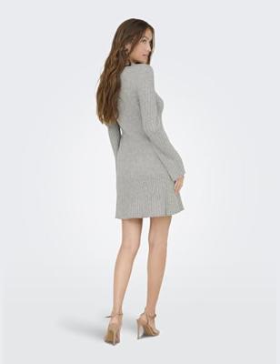 Only Onlmichella Ls O-neck Dress Knt Noos Jurken Medium Grey Melange