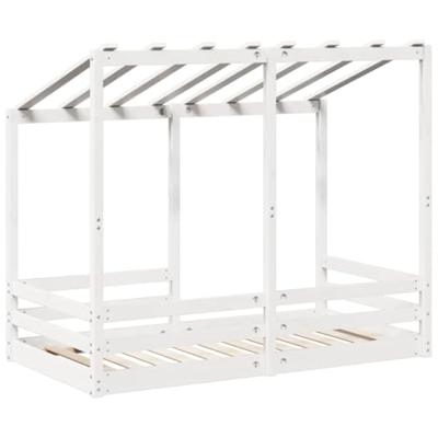 Kinderbed met bedhuis 70x140 cm massief grenenhout wit - thumbnail
