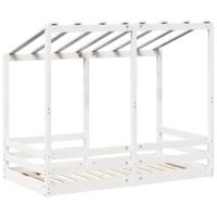 Kinderbed met bedhuis 70x140 cm massief grenenhout wit - thumbnail