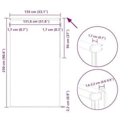 Rolgordijn verduisterend 135x230 cm stofbreedte 131,6 cm wit