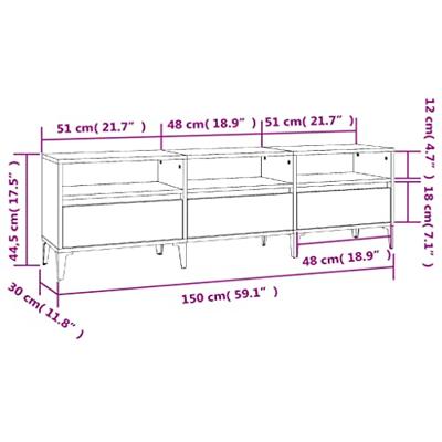 Tv-meubel 150x30x44,5 cm bewerkt hout betongrijs