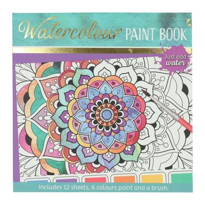 Wins Holland Waterverfkleurblok volwassenen - mandala's - incl penseel en 6 kleuren waterverf