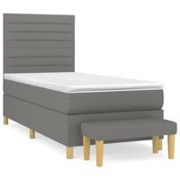 Boxspring met matras stof donkergrijs 90x200 cm - thumbnail