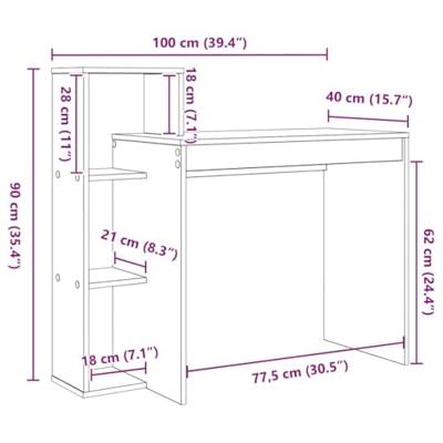 Bureau met plank met opslag Wit 100 x 40 x 90 cm Bewerkt hout - thumbnail