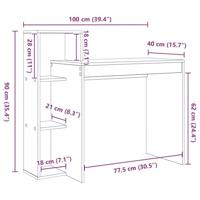 Bureau met plank Betongrijs 100 x 40 x 90 cm Bewerkt hout - thumbnail