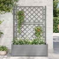 Plantenbak met latwerk 100x43x142 cm PP-steen grijs - thumbnail