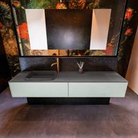 Badkamermeubelset Mondiaz Erin 200 cm met 2 Lades met RIDGE Wastafel Links Dark grey met 1 kraangat Greeploos Mat Greey - thumbnail