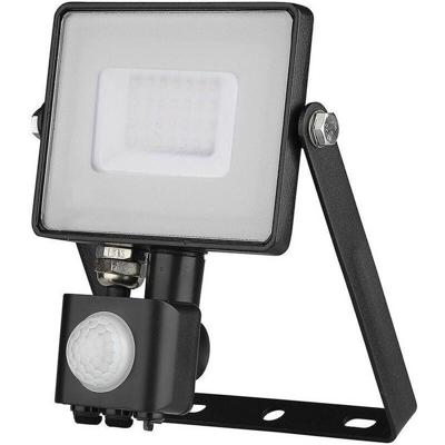 LED Bouwlamp 30W met Sensor - Helder Wit 6400K - Mat Zwart Aluminium