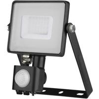 LED Bouwlamp 30W met Sensor - Helder Wit 6400K - Mat Zwart Aluminium - thumbnail
