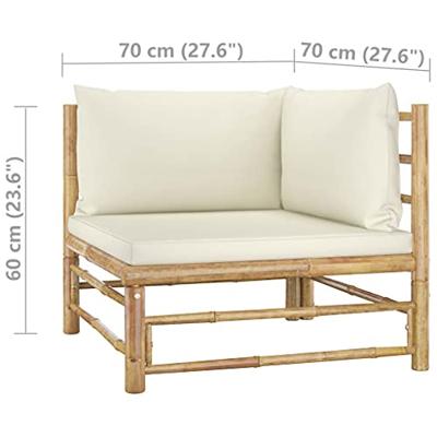 2-delige Loungeset met crmewitte kussens bamboe - thumbnail