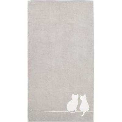 Cawö Cawö Cute Cats 6263 Badlaken 80x150 platin/wit - thumbnail
