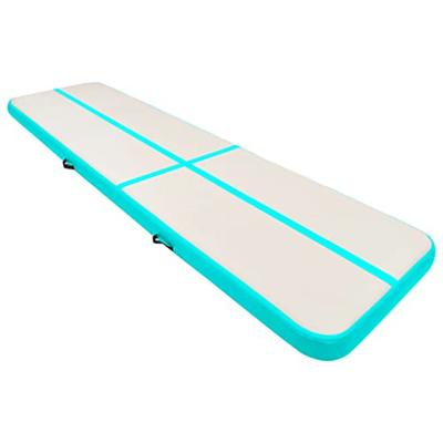VidaXL Gymnastiekmat met pomp opblaasbaar 800x100x15 cm pvc groen