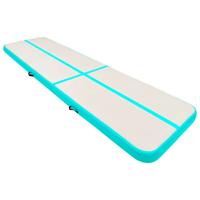 VidaXL Gymnastiekmat met pomp opblaasbaar 600x100x20 cm pvc groen - thumbnail