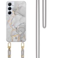 Samsung Galaxy A35 hoesje met grijs koord - Marmer grijs - thumbnail