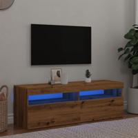 Tv-meubel met LED 120x35x40 cm bewerkt hout artisanaal eiken - thumbnail