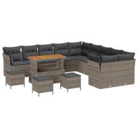 Tuinbankenset 14 pcs Grijs poly rattan - thumbnail