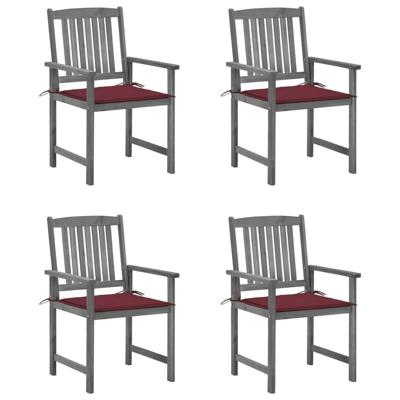 Tuinstoelen 4 st met kussens massief acaciahout grijs