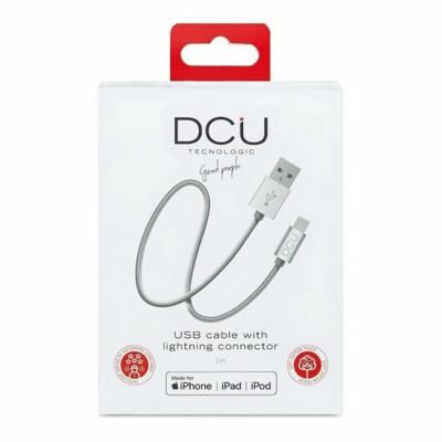 Dcu tecnologic Oplaadkabel Lightning-kabel goedgekeurd Apple inc. USB 2.0 compatibel met iPhone, iPad, iPod aluminium 1m zilver