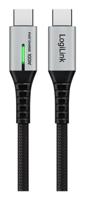 LogiLink CU0431 USB-C-kabel USB 3.2 Gen2x2 USB-C stekker 0.50 m Zwart Met LED, 4K UHD, Stekker past op beide manieren - thumbnail