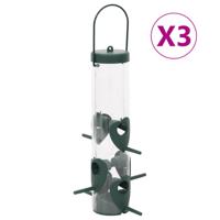 VidaXL Vogelvoeders 3 st 17x17x32 cm donkergroen - thumbnail
