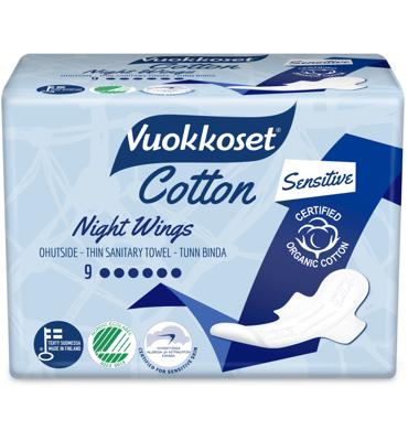 Vuokkoset Maandverband nacht wings organisch katoen 9 Stuks Vuokkoset Maandverband nacht wings organisch katoen 9 Stuks
