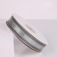 Engelse letter gekleurde gedrukte linten Phnom Penh gift boeket linten bowknot bloemen verpakking Ribands grootte: 45m x 2.5 cm (zilver) - thumbnail