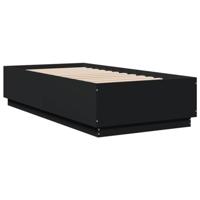 Bedframe met LED-verlichting bewerkt hout zwart 90x190 cm - thumbnail