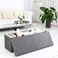 Opvouwbare Zitbank met opbergruimte en deksel - 115cm - Donkergrijs - thumbnail