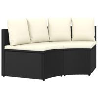 2-delige Loungeset met kussens poly rattan zwart - thumbnail