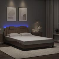 Bedframe met LED-verlichting kunstleer cappuccino 120x200 cm - thumbnail