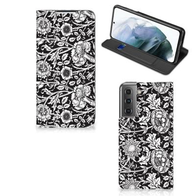 Samsung Galaxy S21 FE Smart Cover Black Flowers Samsung Galaxy S21 FE Smart Cover Black Flowers