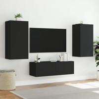 Tv-wandmeubel met LED-verlichting 40,5x35x80 cm zwart - thumbnail