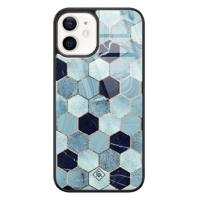 iPhone 12 glazen hardcase - Blue cubes - thumbnail
