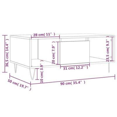 Salontafel 90x50x36,5 cm bewerkt hout betongrijs