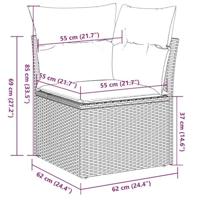 Tuinhoekbank met kussens poly rattan lichtgrijs - thumbnail