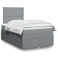 Boxspring met matras stof lichtgrijs 120x200 cm - thumbnail
