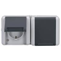 Jung 8220W Wandcontactdoos Opbouwbehuizing 2-voudig Grijs 1 stuk(s) - thumbnail
