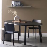 WOOOD Uitschuifbare Ronde Eettafel 'Lange Jan' Eiken, 120-200 x 120cm, kleur blacknight - thumbnail