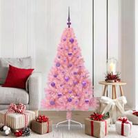 VidaXL Kunstmatig voorverlicht kerstboom met 150 led roze 150 cm pvc - thumbnail