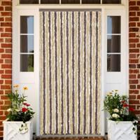 VidaXL Vliegengordijn 90x220 cm chenille donkerbruin en beige - thumbnail