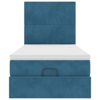 Ottoman bed met matrassen 90x190cm fluweel donkerblauw - thumbnail