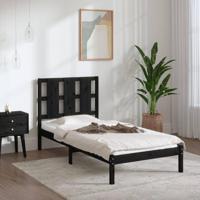 Bedframe massief grenenhout zwart 100x200 cm - thumbnail