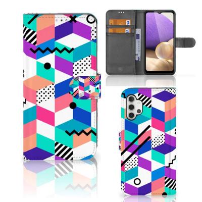 Samsung Galaxy A32 4G | Book Case | Blokken Kleurrijk Samsung Galaxy A32 4G | Book Case | Blokken Kleurrijk