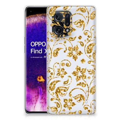 OPPO Find X5 | TPU Case | Gouden Bloemen