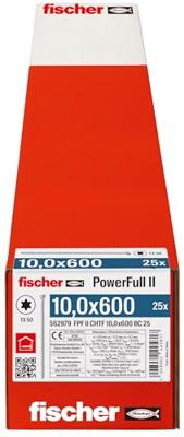 Fischer 562979 FPF II CHTF 10,0 x 600 BC 25 Houtschroef 10 mm 600 mm TX Staal Galvanisch verzinkt 25 stuk(s)