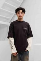 Jorcustom Handscript Double Layered Longsleeve T-Shirt Heren Bruin/Beige - Maat S - Kleur: BeigeBruin | Soccerfanshop - thumbnail
