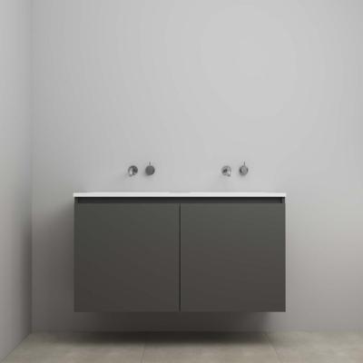 On-Line Onderkast - 120 cm - Bouwpakket - Greeploos 2 Deuren - Acryl Wastafel - zonder Kraangat - Mat Antraciet